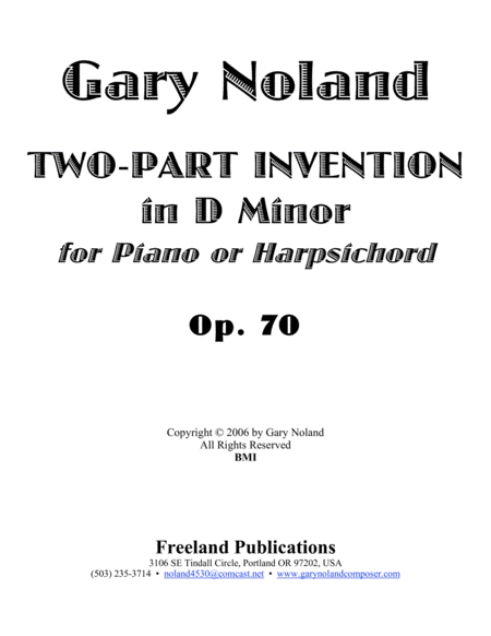 "Two-Part Invention" in D Minor Op. 70
