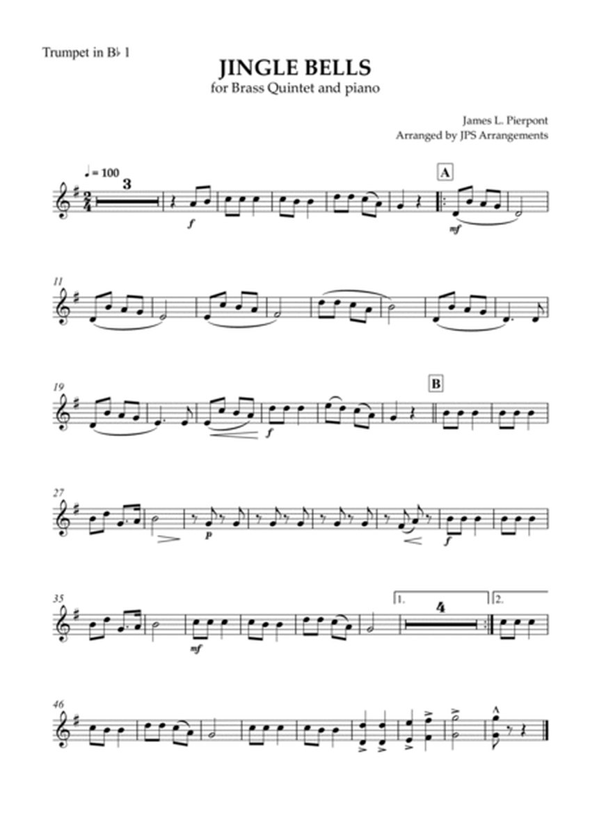 Jingle Bells for Brass Quintet in F major and piano image number null