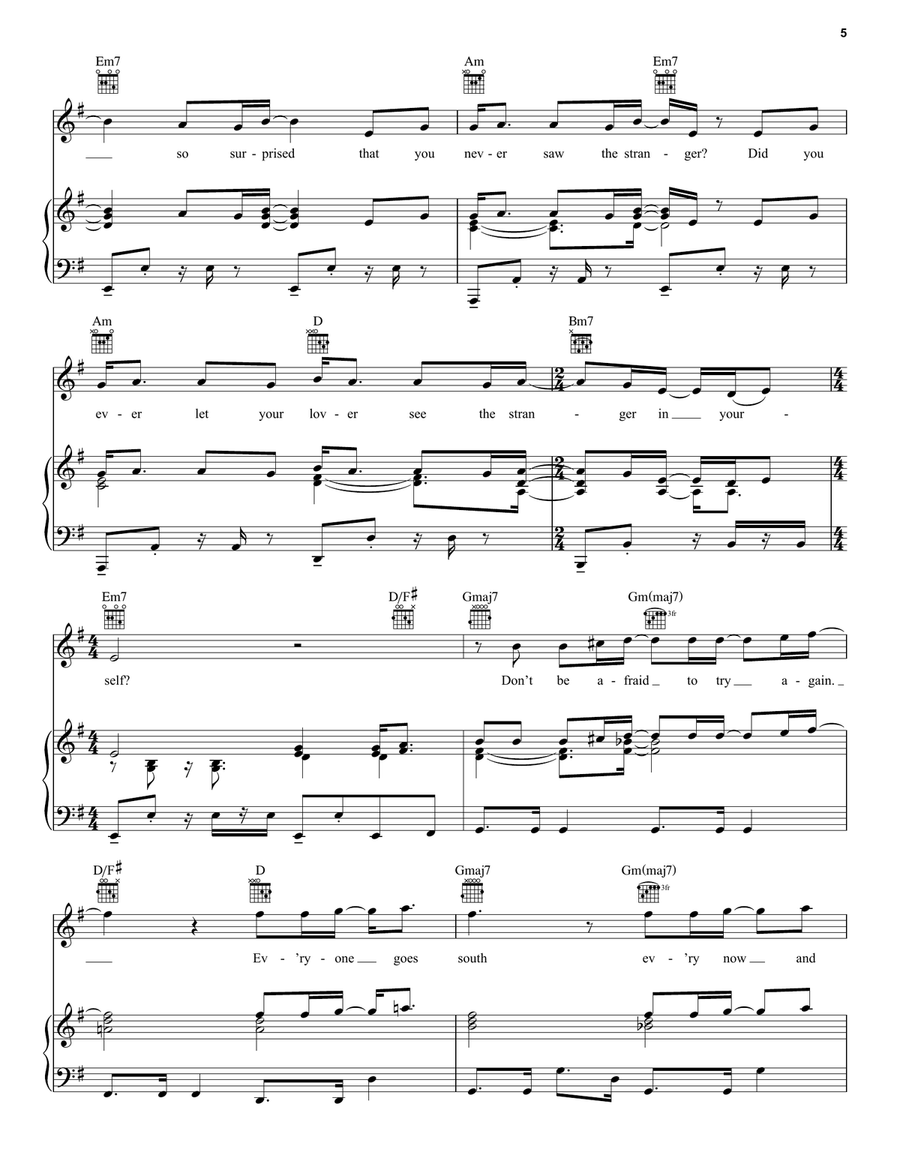 The Stranger Piano, Vocal, Guitar scores gallery preview page 5