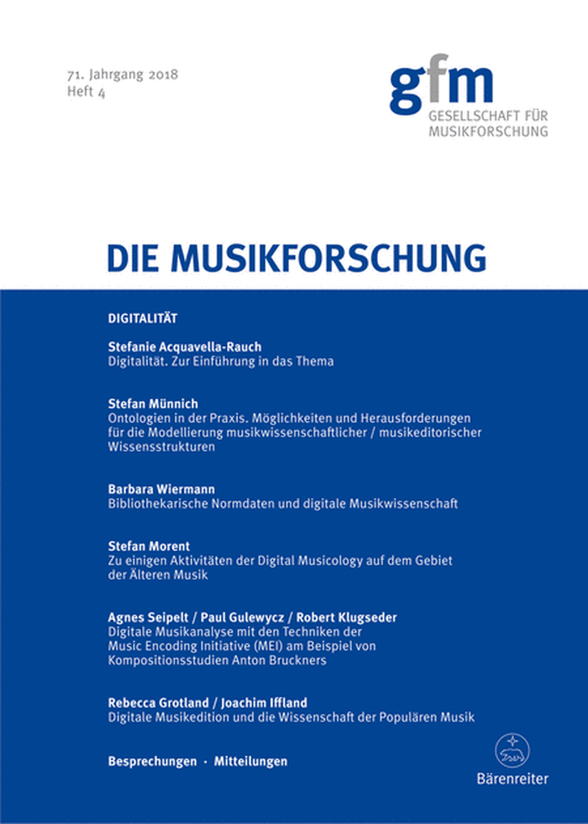 Die Musikforschung, Heft 4/2018