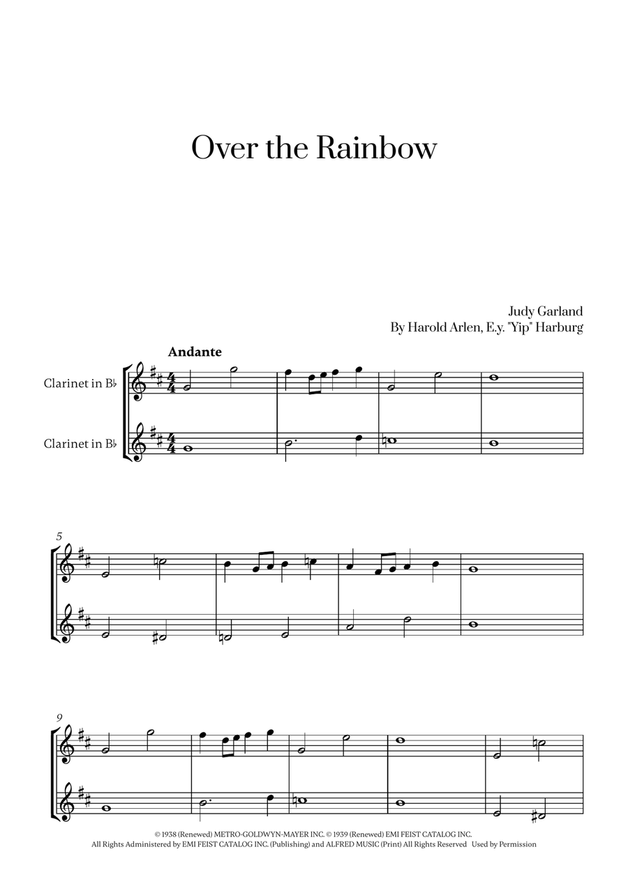 Over The Rainbow Clarinet Duet scores gallery preview page 1