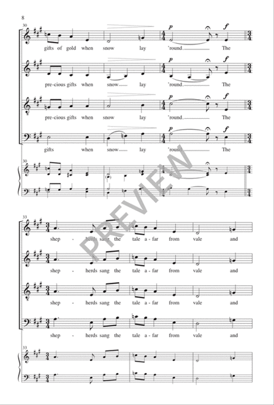 A Babe Was Born on Winter's Night 4-Part scores gallery preview page 9