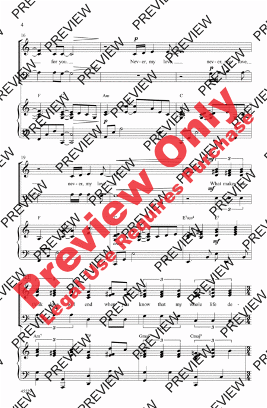 Never My Love Never My Love 3-Part scores gallery preview page 4