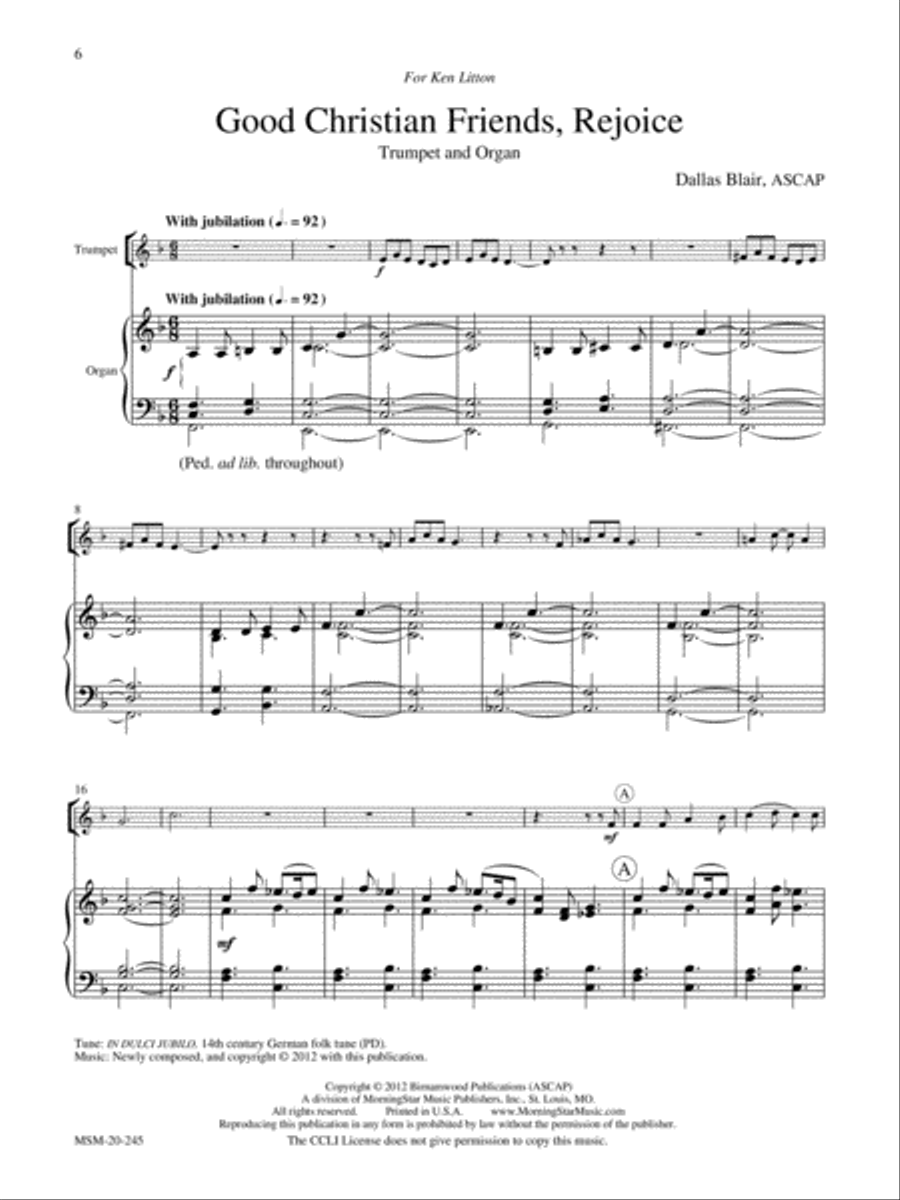 Come and Rejoice! Seasonal Music for Trumpet and Organ Trumpet scores gallery preview page 4