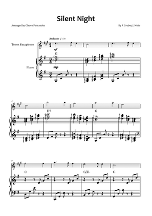 Silent Night - Tenor saxophone and piano with chord symbols