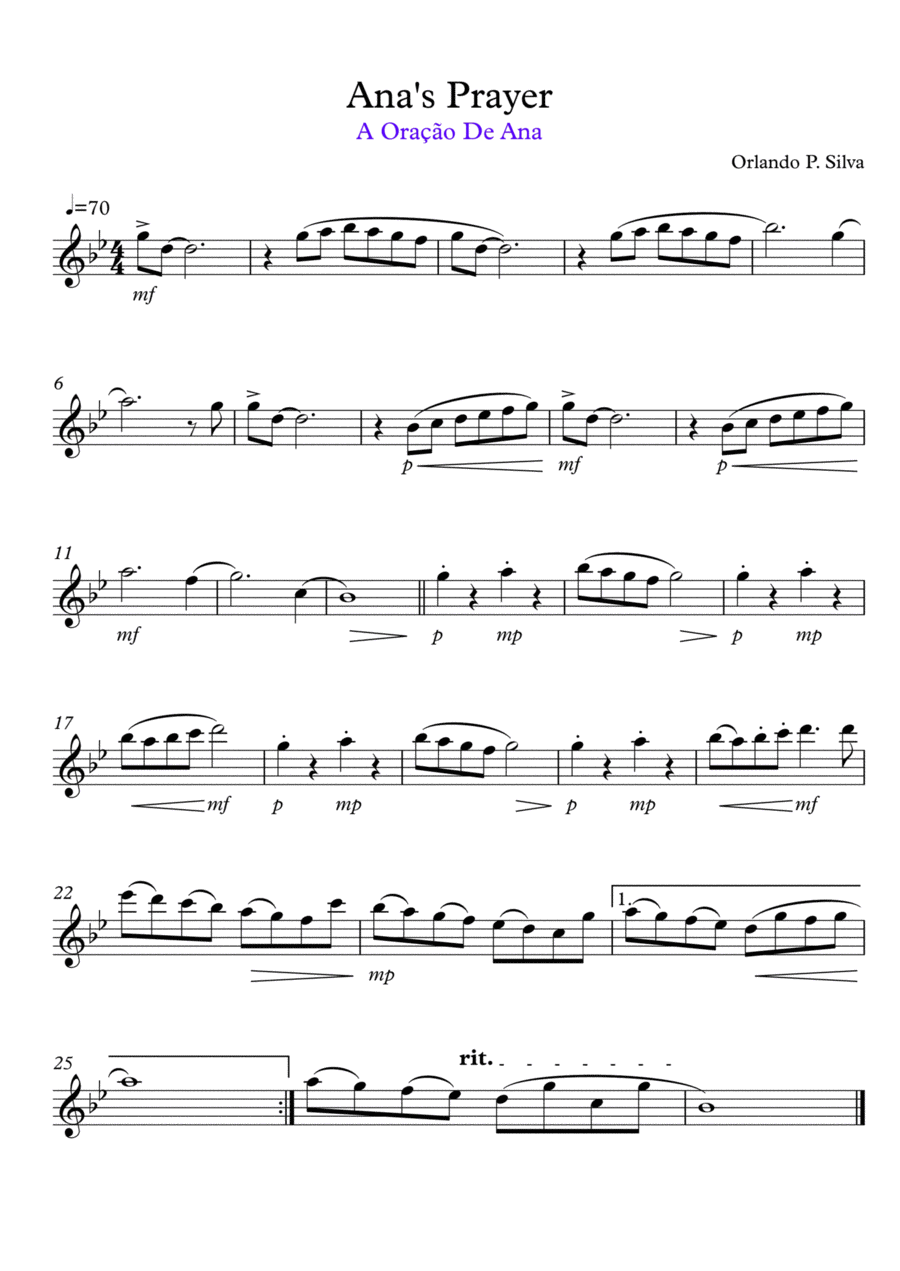 Ana's Prayer A Flute Music Sheet Flute Solo scores gallery preview page 1