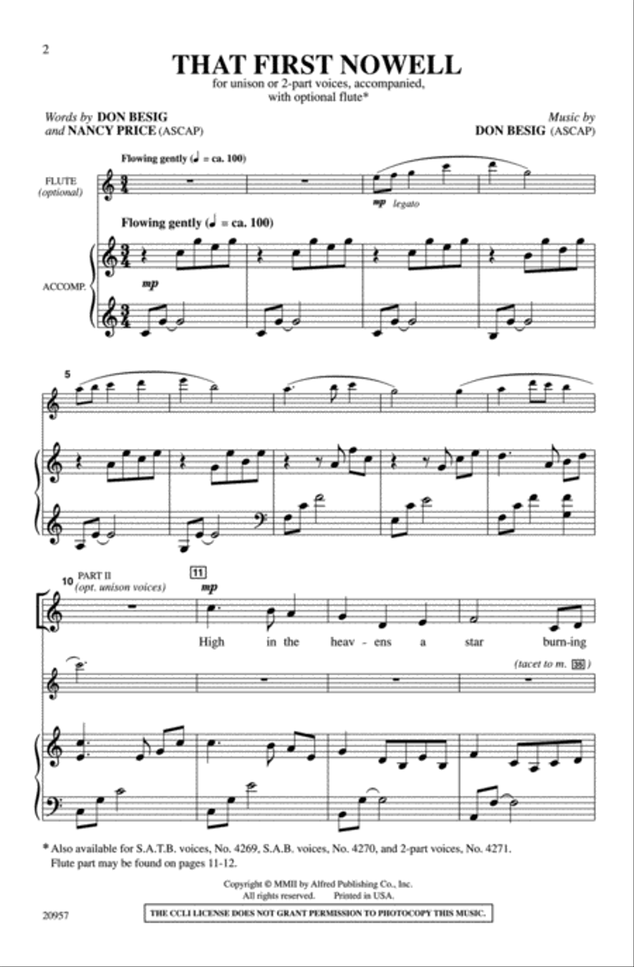 That First Nowell Unison Choir scores gallery preview page 2