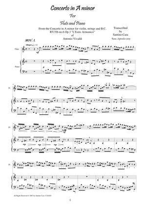 Vivaldi concerto in A minor RV356 n.6 op.3 for flute and piano