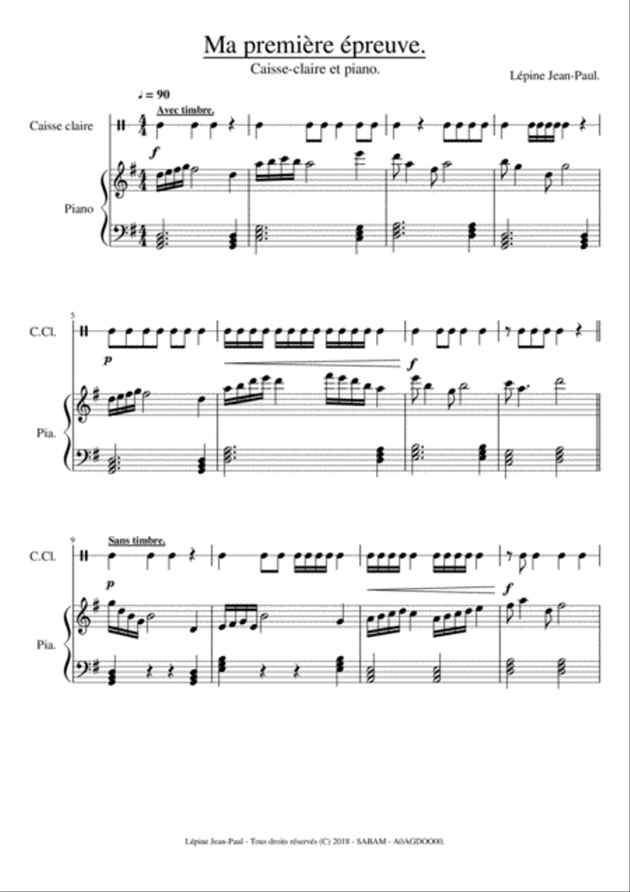Ma première épreuve - My first test Easy Piano scores gallery preview page 2