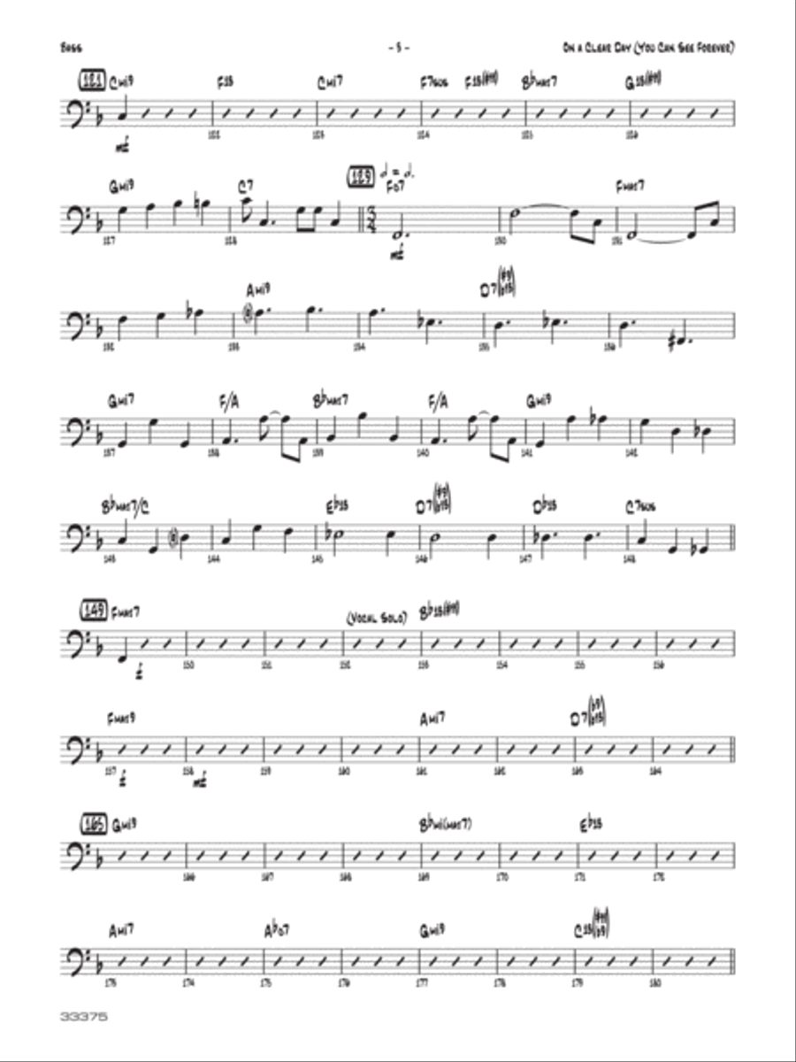 On a Clear Day (You Can See Forever): String Bass Jazz Ensemble scores gallery preview page 3
