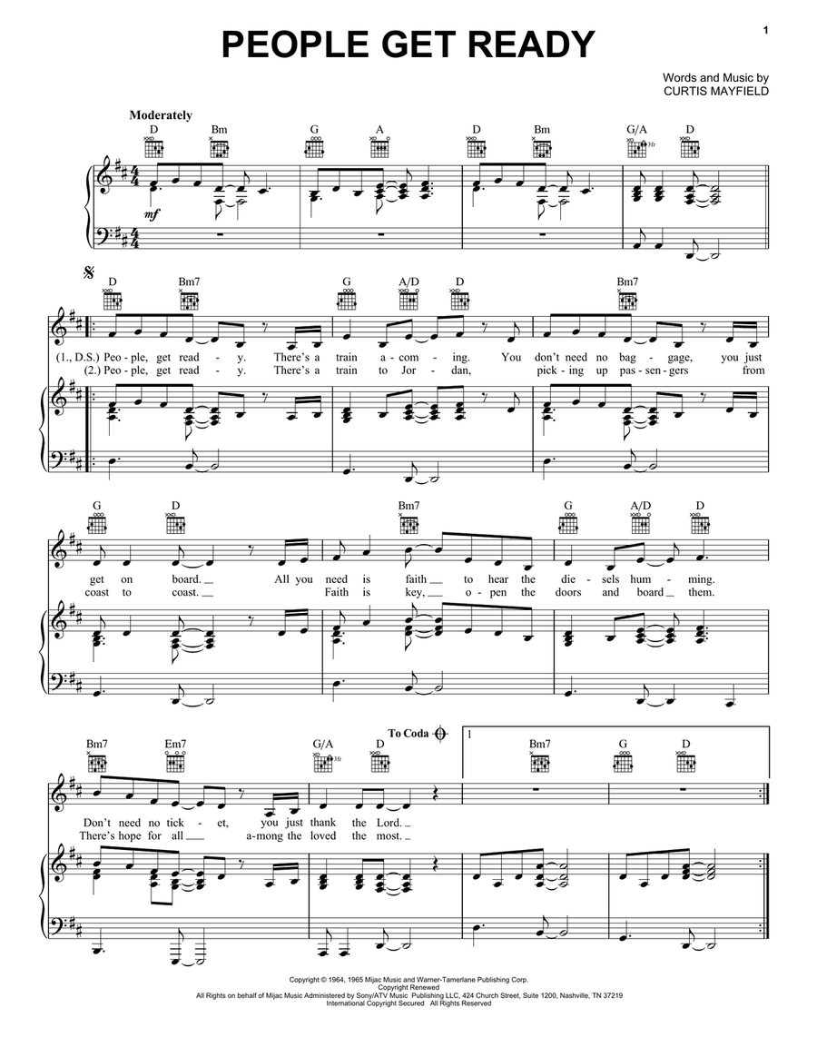 People Get Ready People Get Ready Piano, Vocal, Guitar scores gallery preview page 1