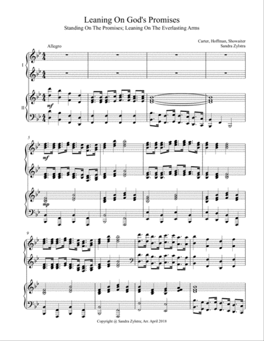 Leaning On God's Promises (2 piano duet) 2 Pianos, 4-Hands scores gallery preview page 2