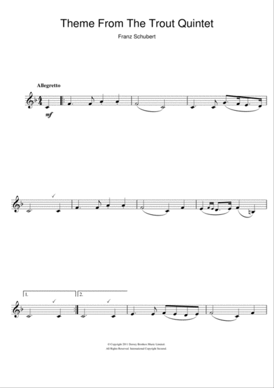Theme From The Trout Quintet (Die Forelle) Clarinet Solo scores gallery preview page 1