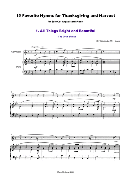 15 Favourite Hymns for Thanksgiving and Harvest for Cor Anglais and Piano