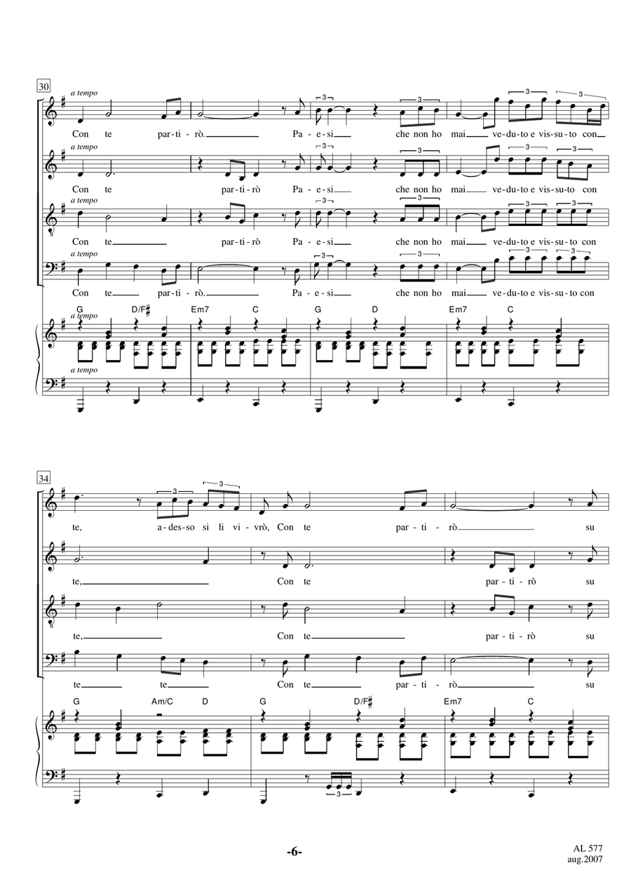 Con Te Partiro (Time To Say Goodbye) 4-Part scores gallery preview page 6