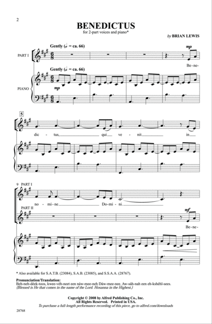 Benedictus Benedictus 2-Part scores gallery preview page 2