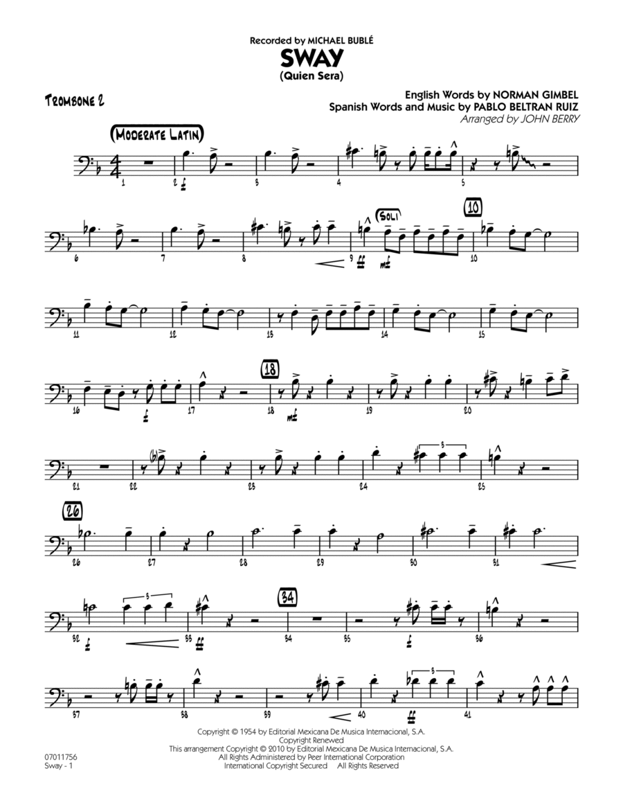 Sway (Quien Sera) - Trombone 2