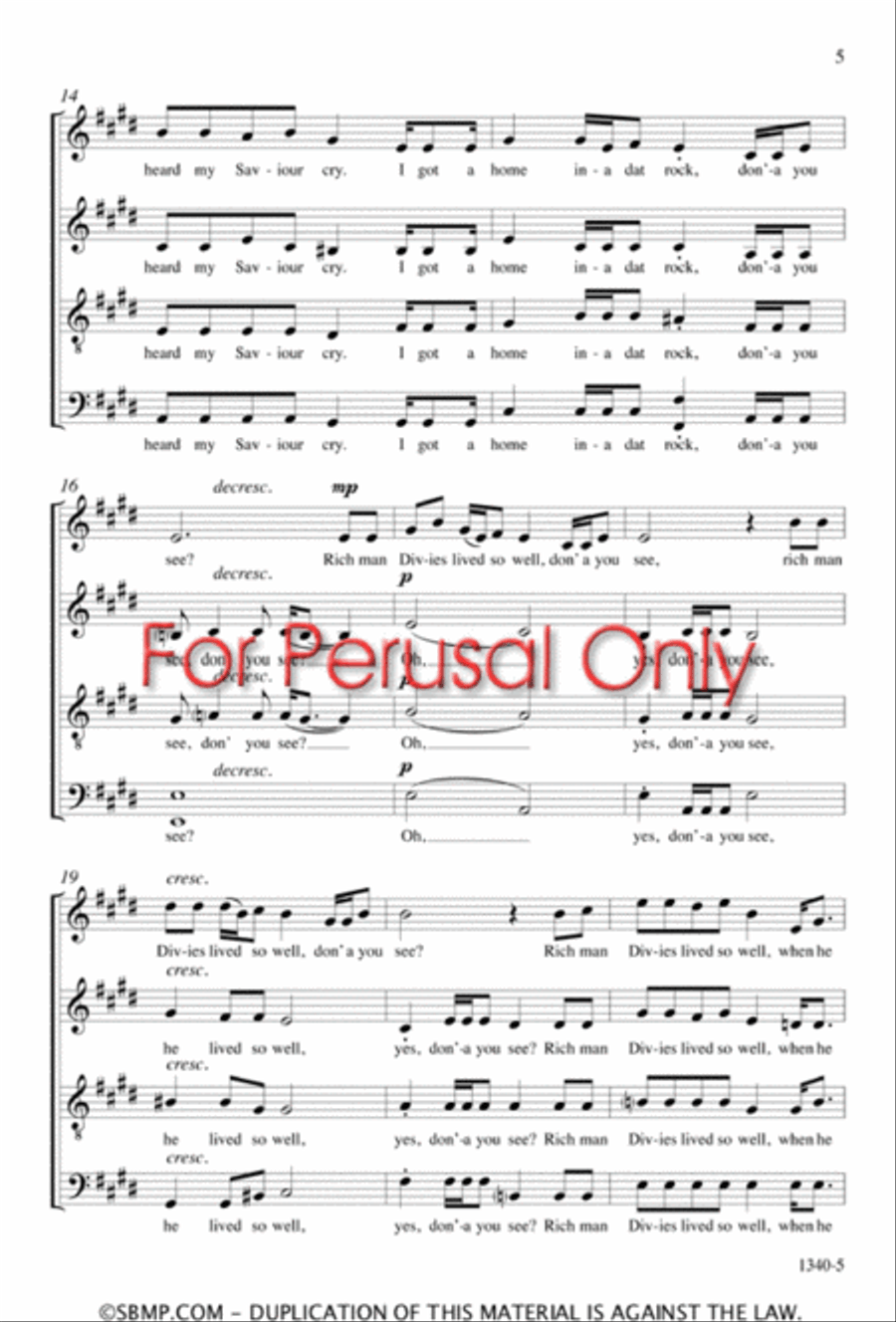 I Got a Home In-a Dat Rock - SATB Octavo 4-Part scores gallery preview page 4