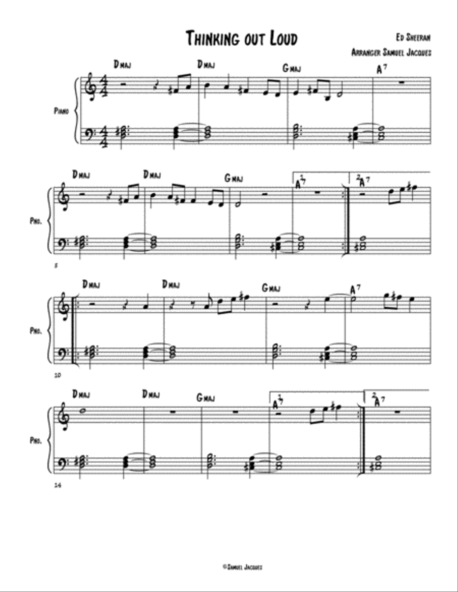 Thinking Out Loud Easy Piano scores gallery preview page 1