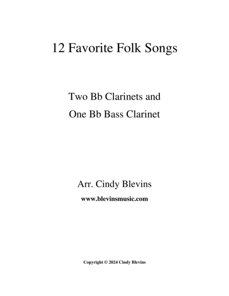 12 Favorite Folk Songs, Two Clarinets or Bass Clarinet image number null