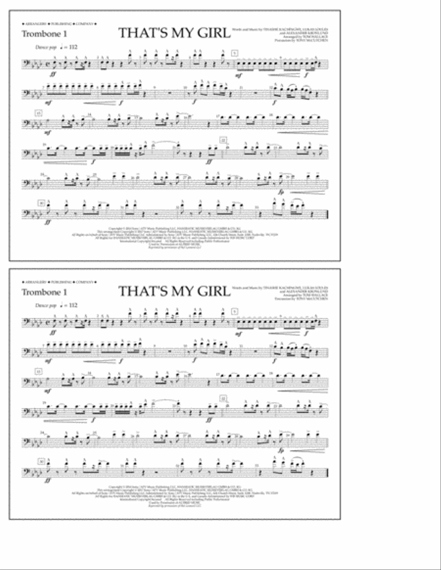 That's My Girl - Trombone 1 Marching Band scores gallery preview page 1