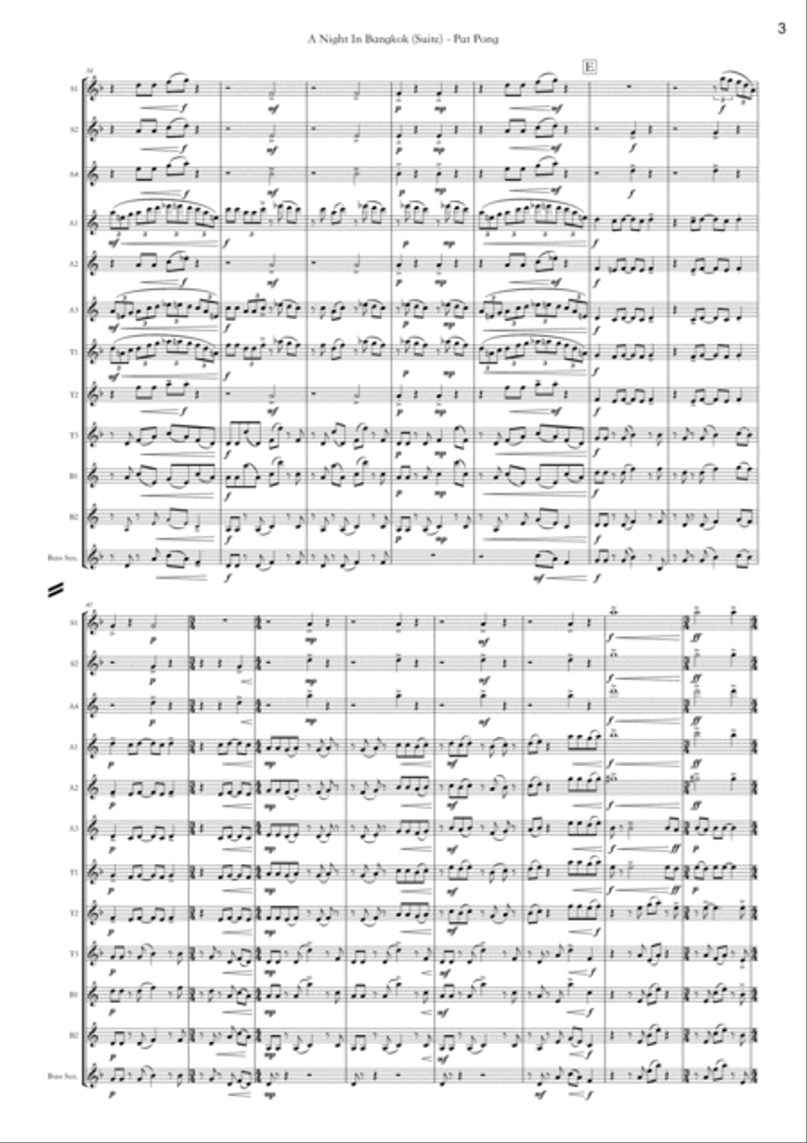 Pat Pong - (an original flexible Sax octet for advanced players) by Claire Tomsett-Rowe Woodwind Ensemble scores gallery preview page 3