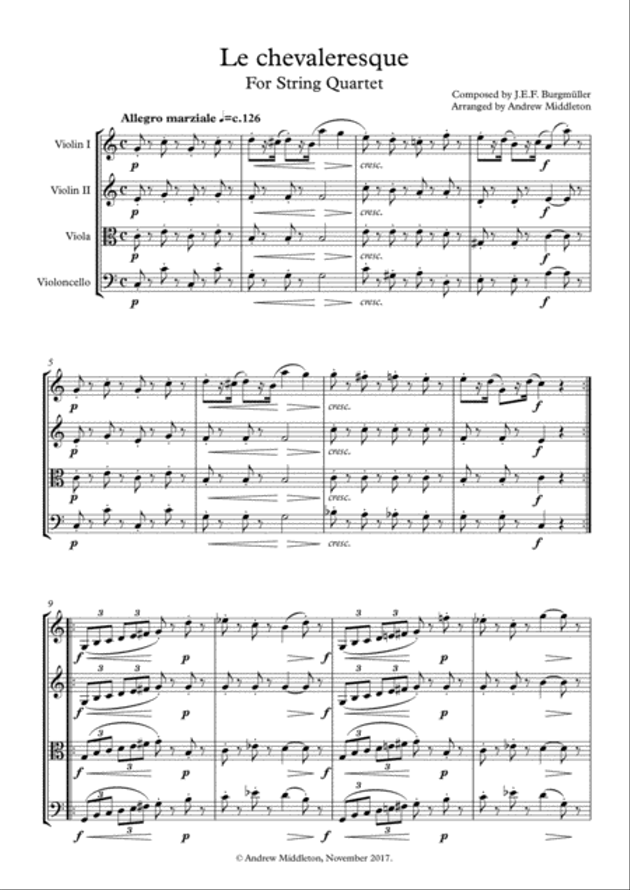 La chevaleresque arranged for String Quartet String Quartet scores gallery preview page 1