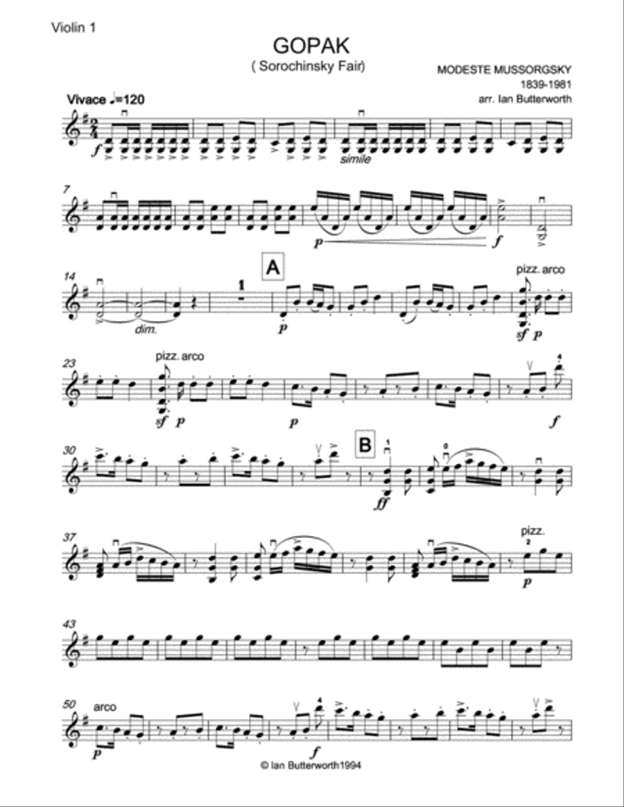 MUSSORGSKY Gopak (Sorochinsky Fair) for string orchestra String Orchestra scores gallery preview page 6