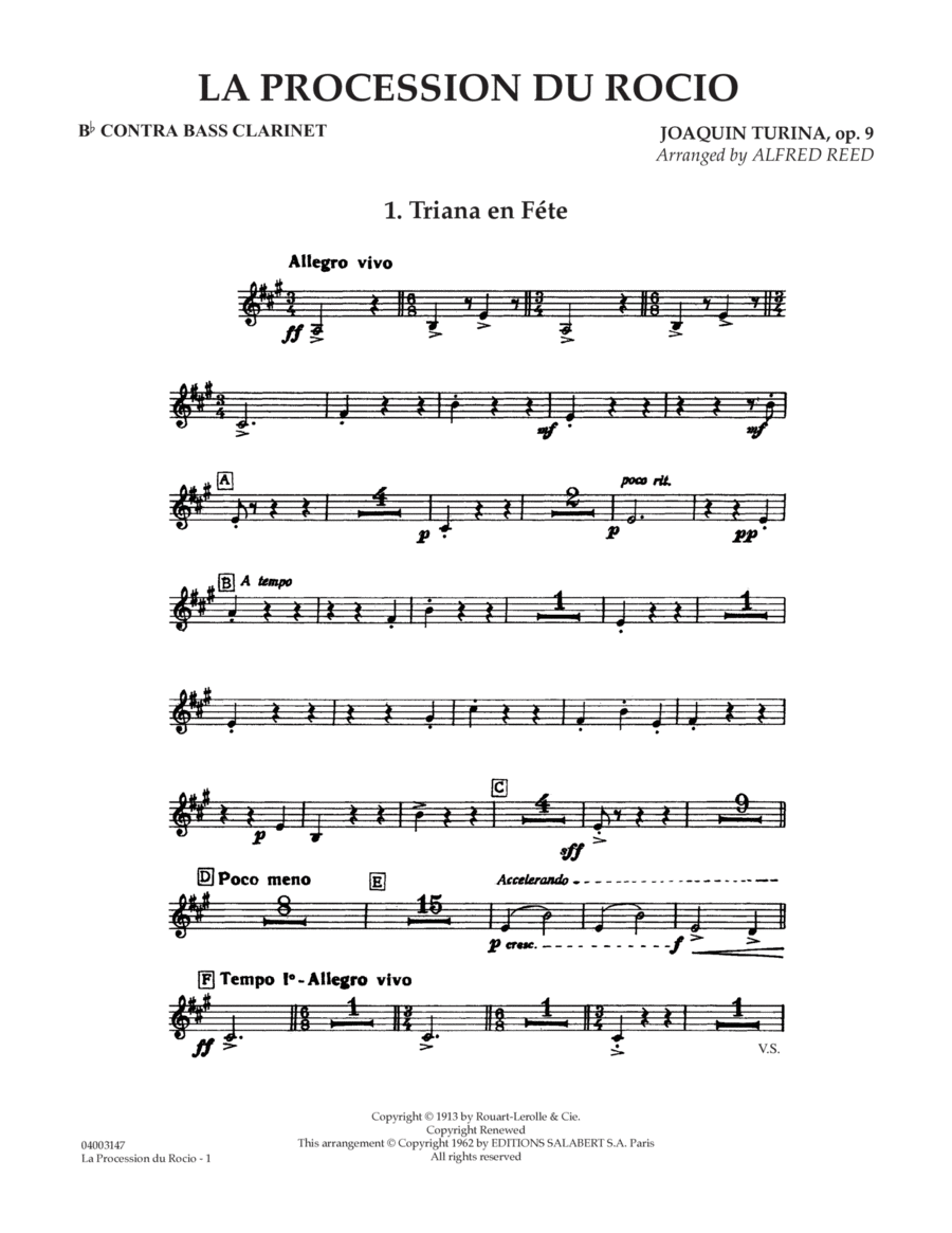 La Procession du Rocio (arr. Alfred Reed) - Bb Contra Bass Clarinet Concert Band scores gallery preview page 1