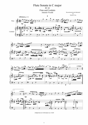Book cover for Vivaldi - Flute Sonata in C major RV 48 for Flute and Cembalo or Piano