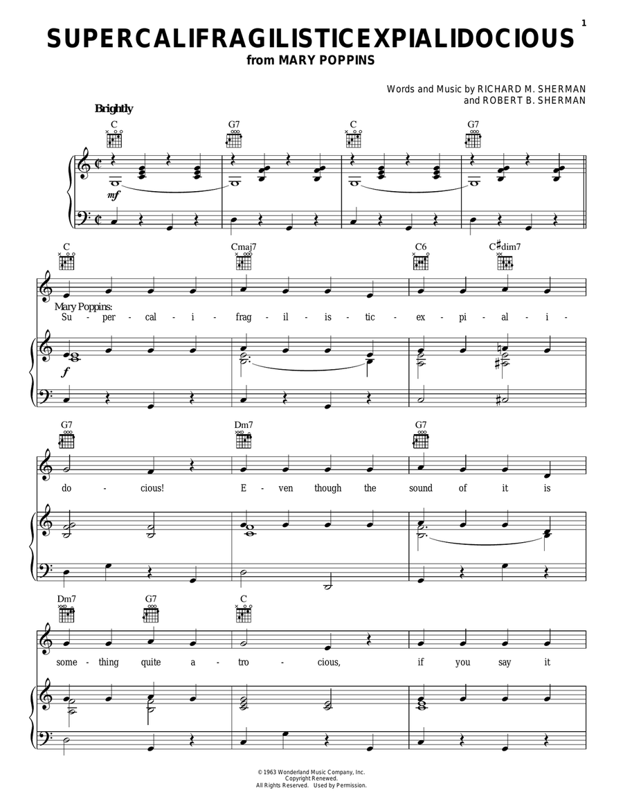 Supercalifragilisticexpialidocious (from Mary Poppins) Acoustic Guitar scores gallery preview page 1