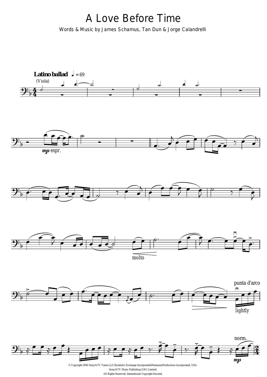 A Love Before Time (from Crouching Tiger, Hidden Dragon) Cello Solo scores gallery preview page 1