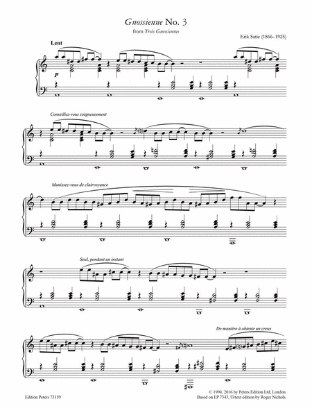 Gnossienne No. 3 for Piano
