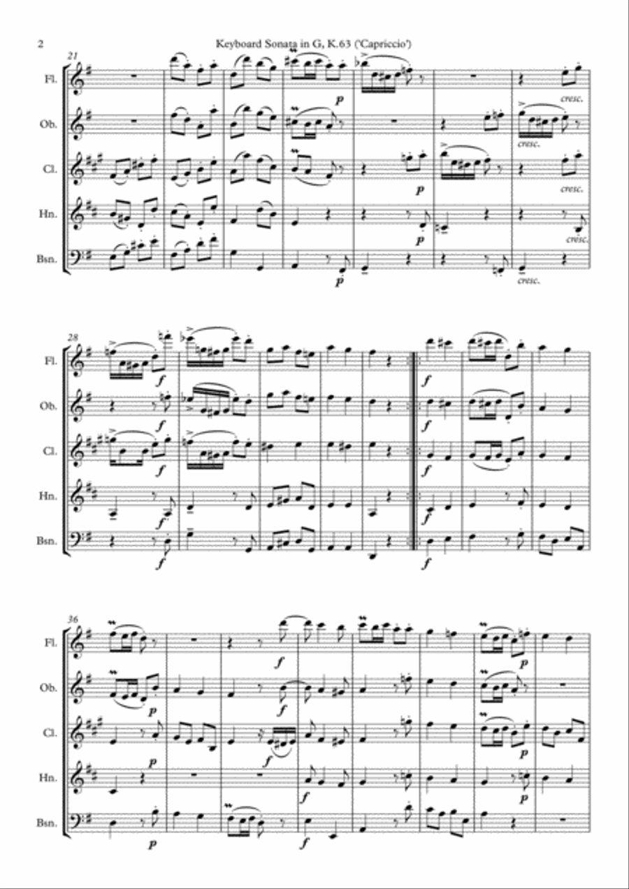 Scarlatti Capriccio arranged for Woodwind Quintet Woodwind Quintet scores gallery preview page 3
