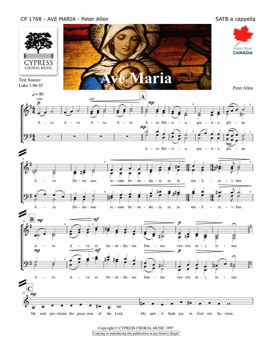 Ave Maria Ave Maria 4-Part scores gallery preview page 1
