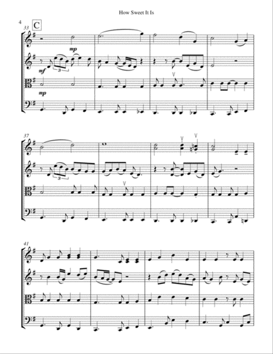 How Sweet It Is (To Be Loved By You) String Quartet scores gallery preview page 5