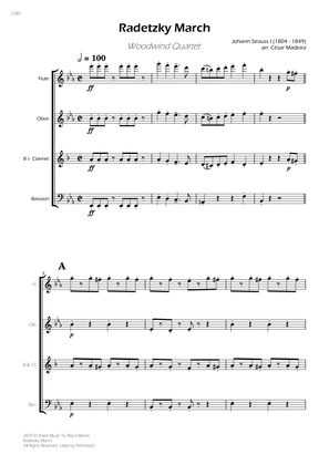Radetzky March - Woodwind Quartet (Full Score) - Score Only