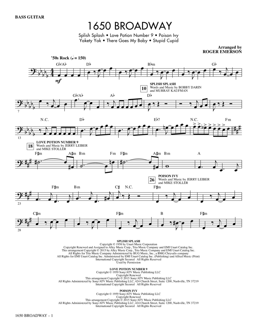 1650 Broadway (Medley) - Bass Choir scores gallery preview page 1