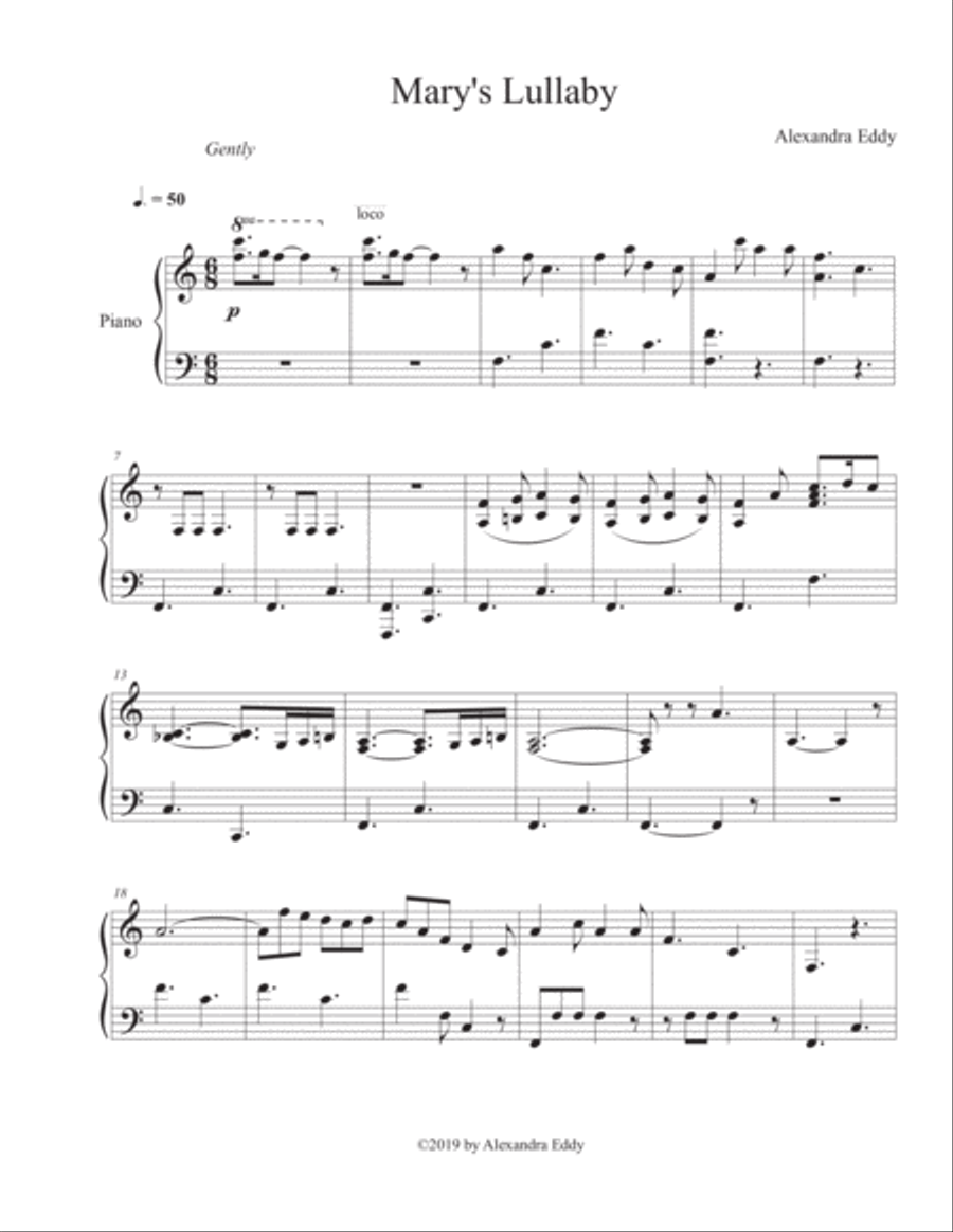 Mary's Lullaby Piano Solo scores gallery preview page 1