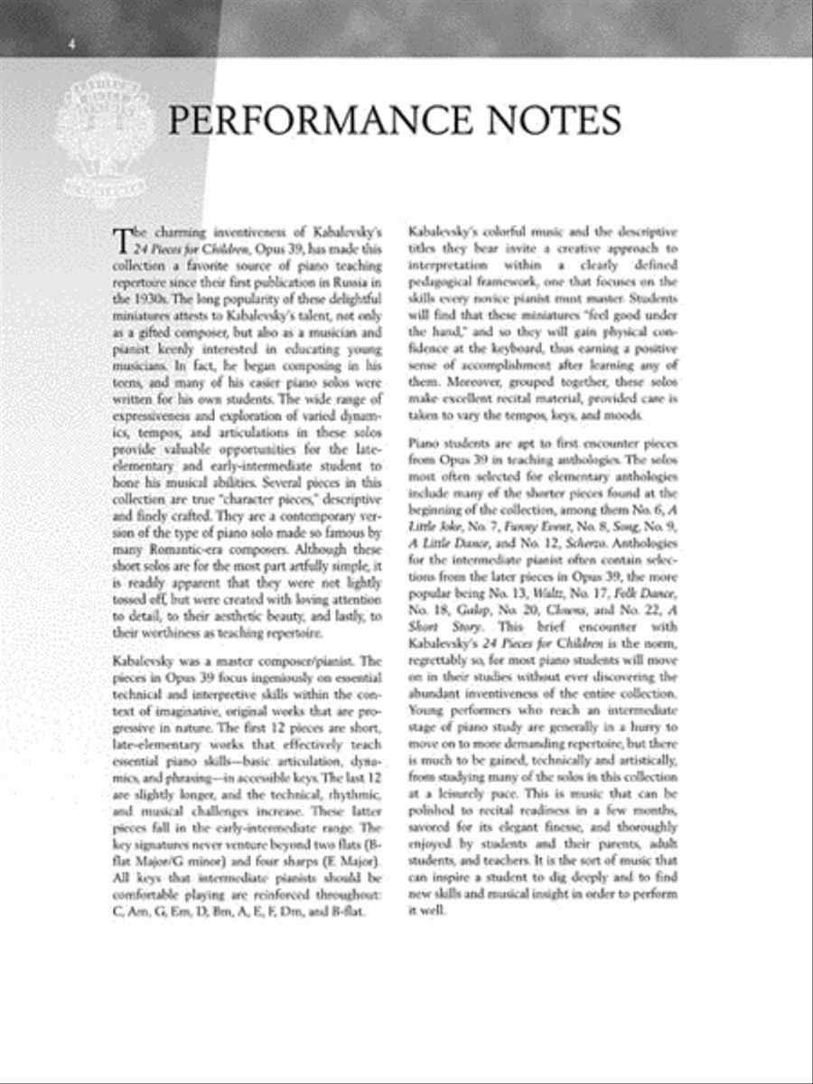 Kabalevsky – 24 Pieces for Children, Opus 39 Easy Piano scores gallery preview page 5