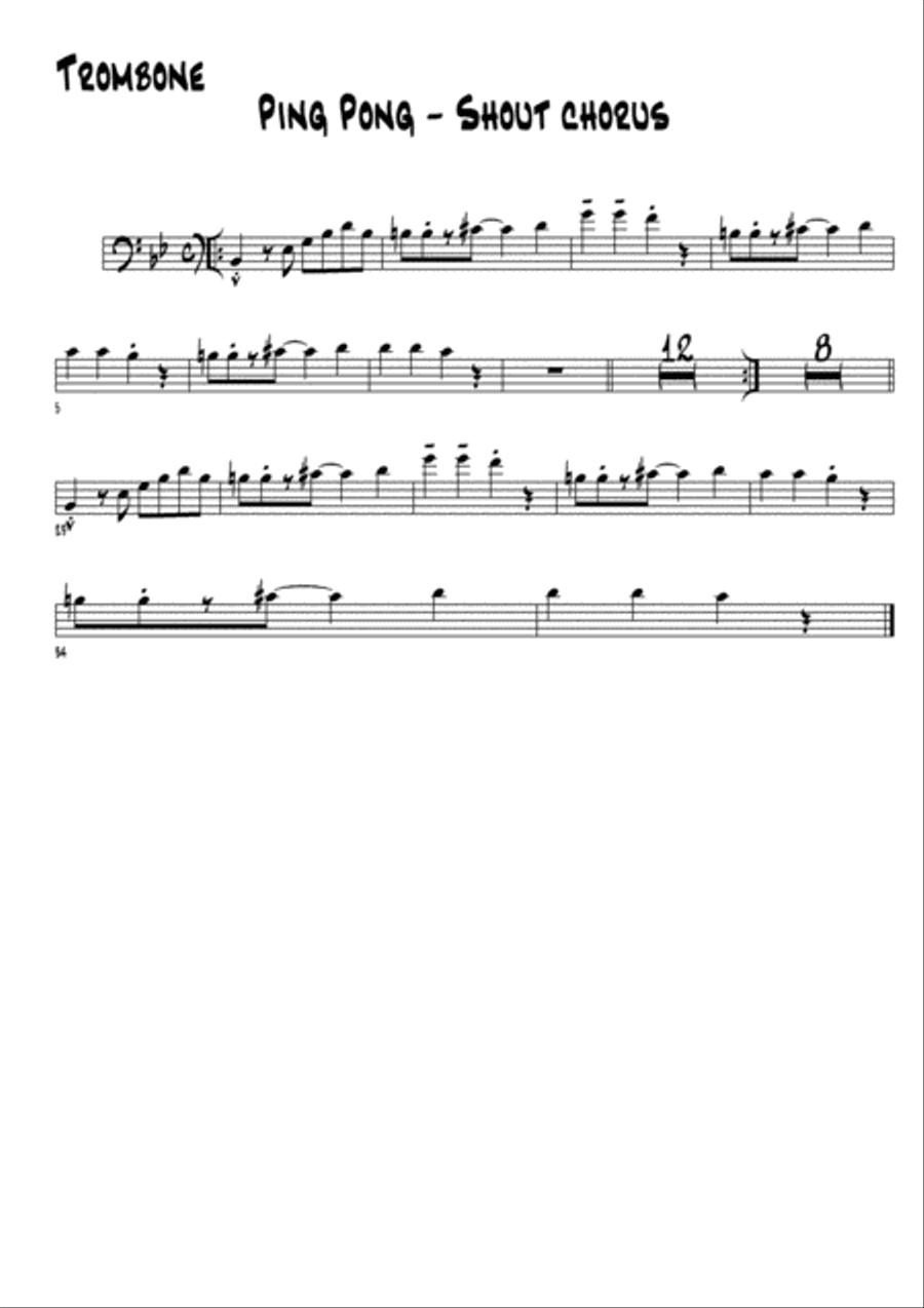 Ping Pong arrangement for jazz band. Jazz Ensemble scores gallery preview page 3