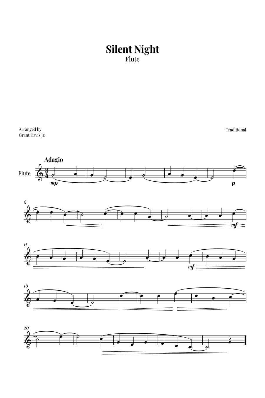 Silent Night Flute Solo scores gallery preview page 1