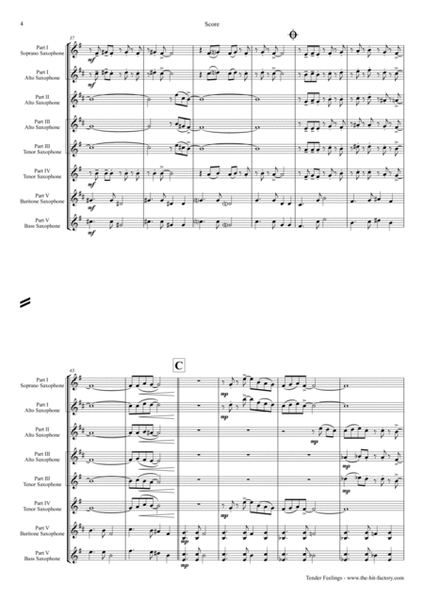 Tender feelings - Bossa Nova/Samba - Saxophone Ensemble - D-Minor