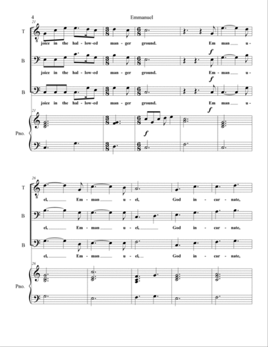 Emmanuel (hallowed Manger Ground) Choir scores gallery preview page 4