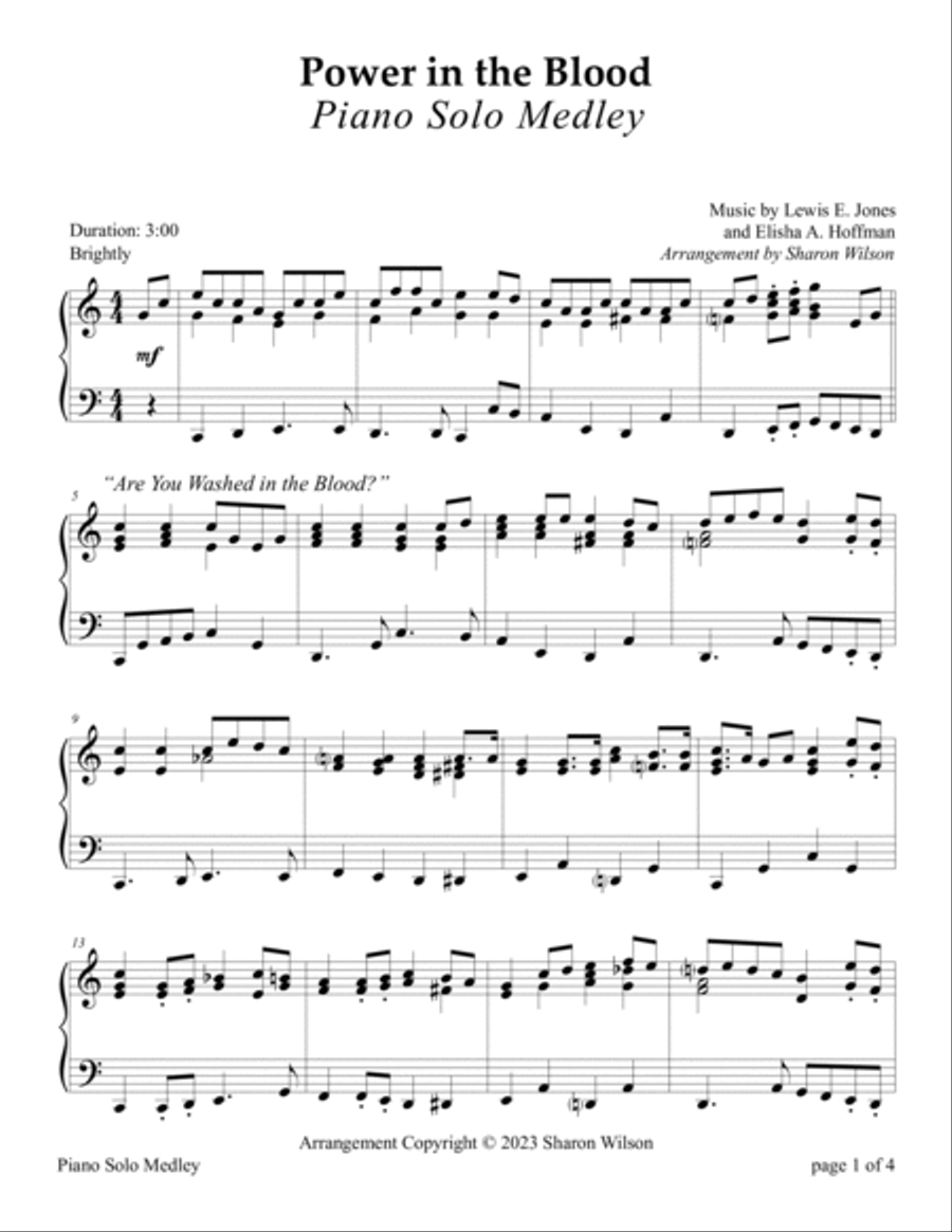 Power in the Blood Medley (with Are You Washed in the Blood) Piano Solo scores gallery preview page 3