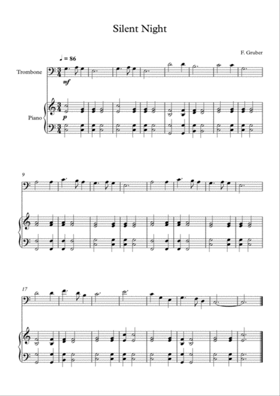 10 Christmas Songs For Trombone & Piano Piano Accompaniment scores gallery preview page 2
