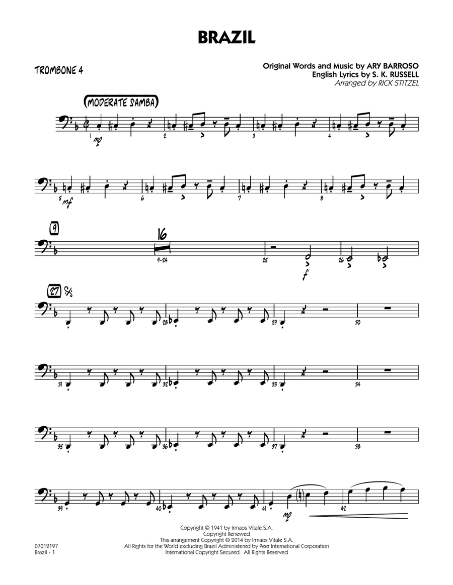 Brazil - Trombone 4 Jazz Ensemble scores gallery preview page 1