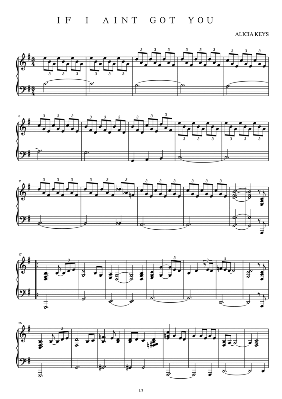 If I Ain't Got You Piano Solo scores gallery preview page 1