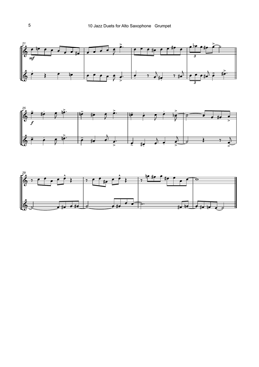 10 Jazz Duets for Alto Saxophone Woodwind Duet scores gallery preview page 6