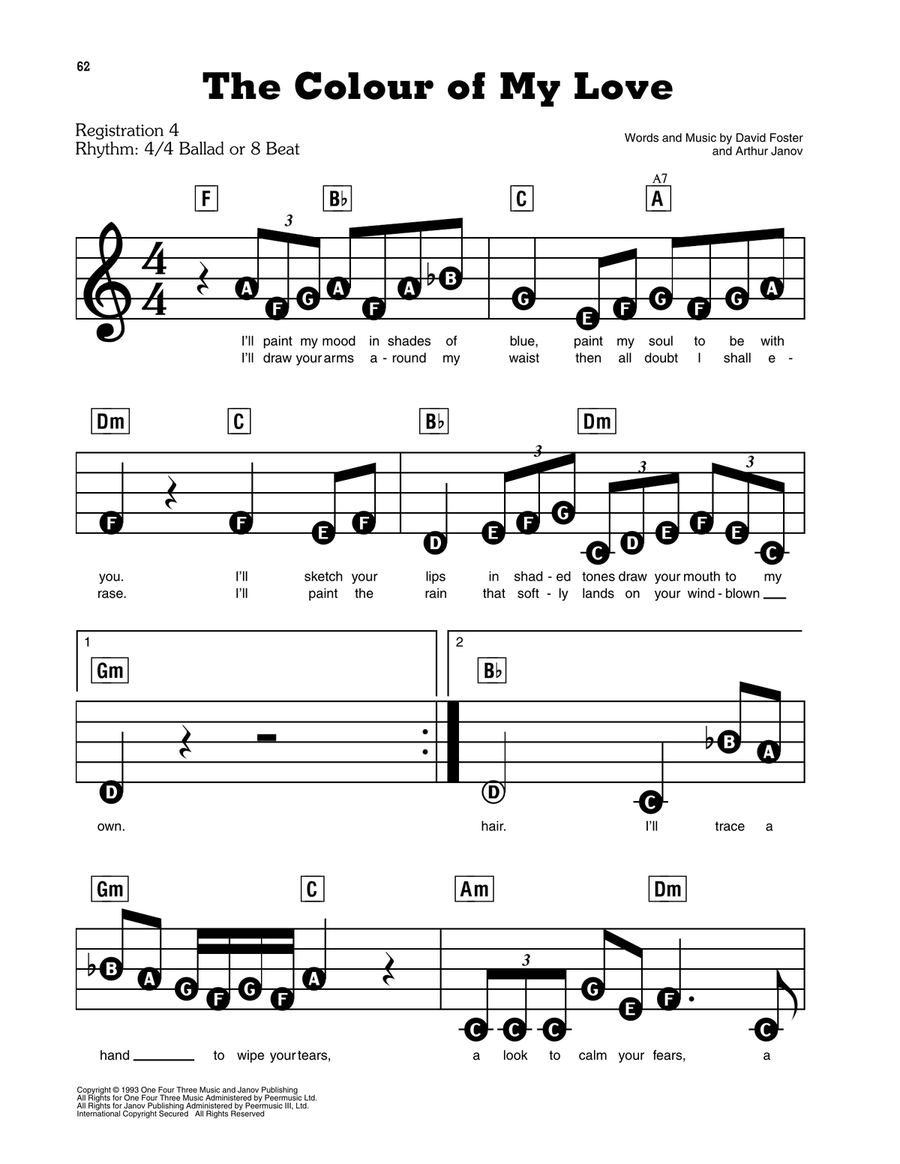 The Colour Of My Love The Colour Of My Love Electronic Keyboard scores gallery preview page 1